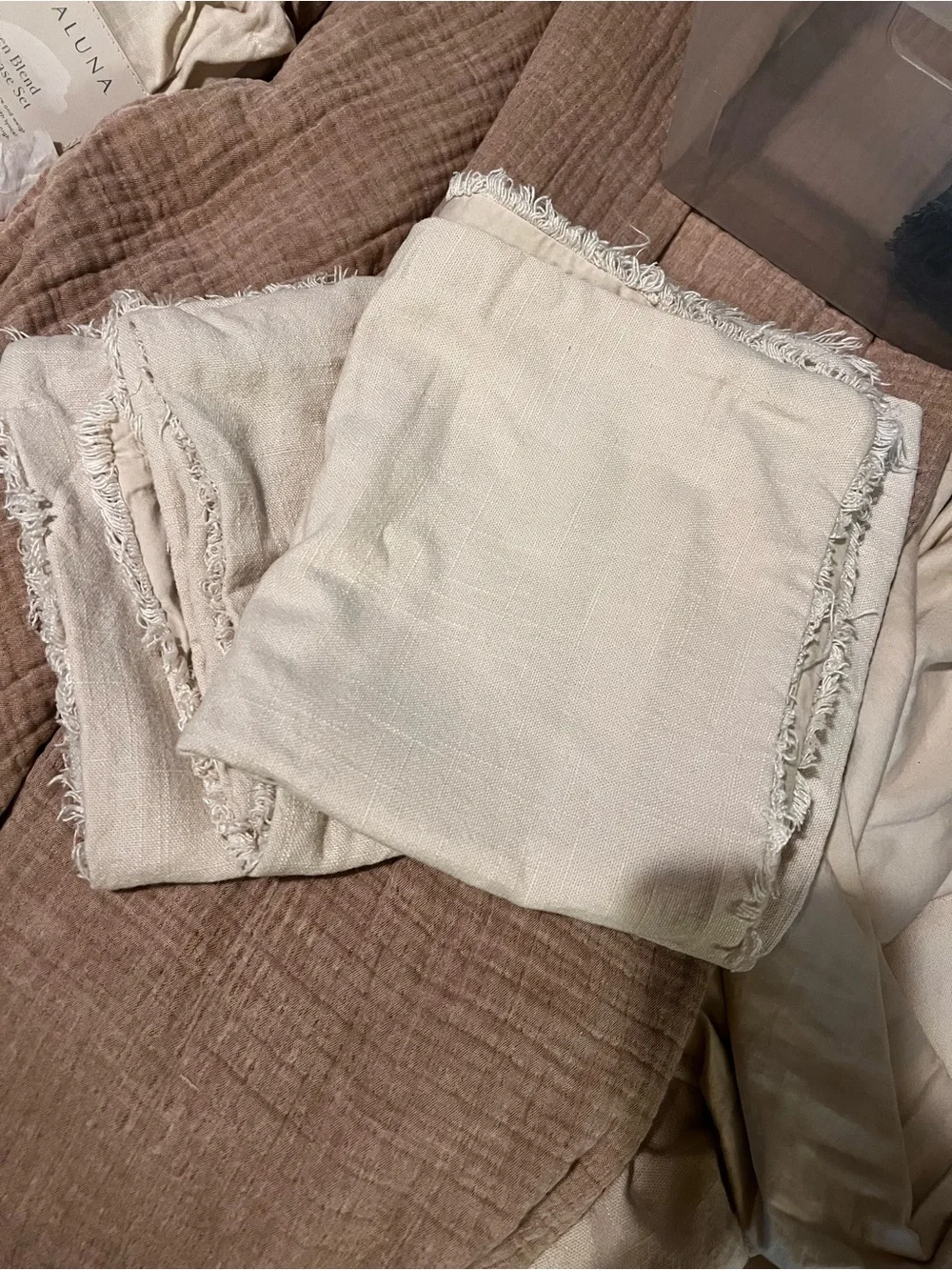 Casaluna Ivory Fringed King Shams
